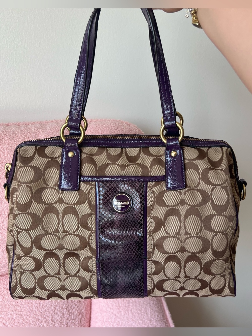Coach Signature Python Stripe Satchel